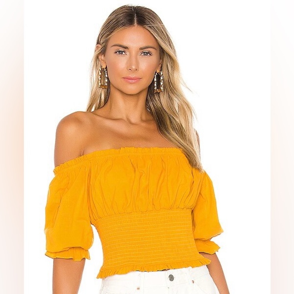 NWT Lovers + Friends Smocked Off-Shoulder Top